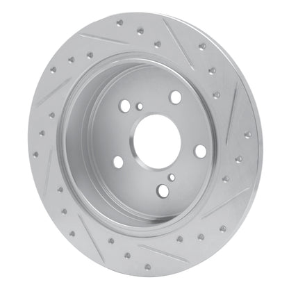R1 Concepts R1 12-20 Toyota Mirai Rear Left Drilled & Slotted Silver Brake Rotor