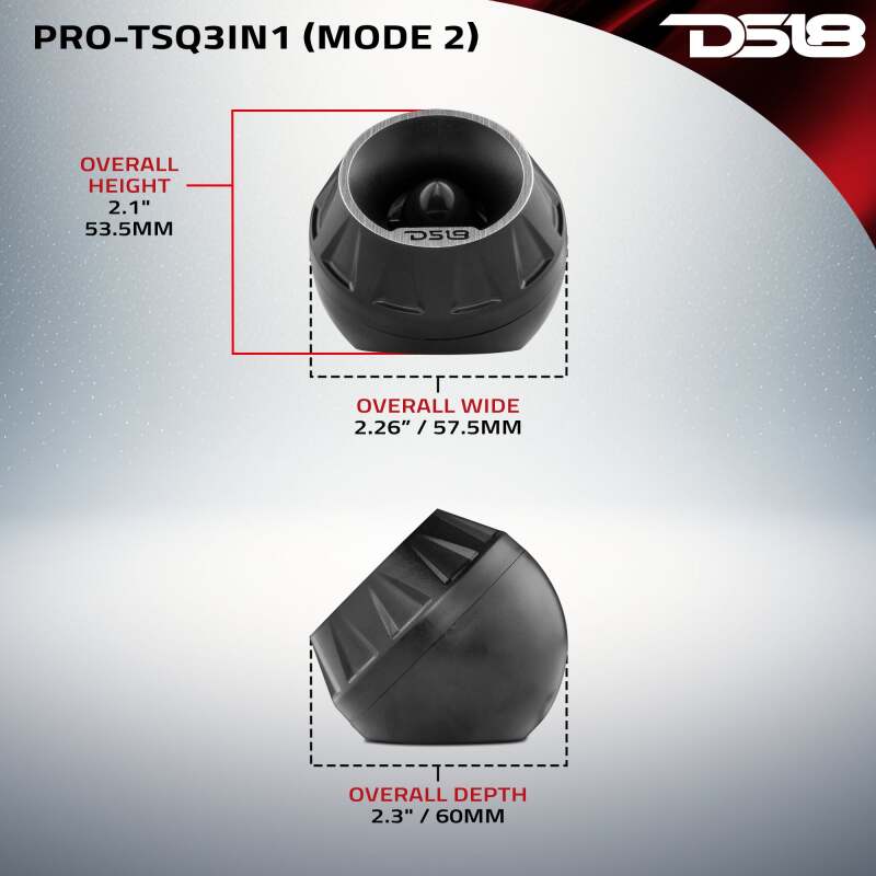 DS18 3in Surface Flush Angle High Comp Neodymium Super Bullet Twtr 100 Watts RMS 1in Almnm Vc 4 ohm