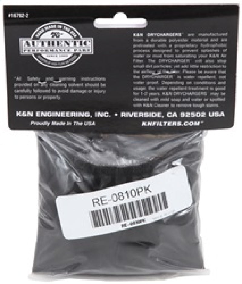 K&N Engineering K&N Universal Round Tapered Filter Wrap - Black - 6in Base ID x 4.625in Top ID x 9in Height