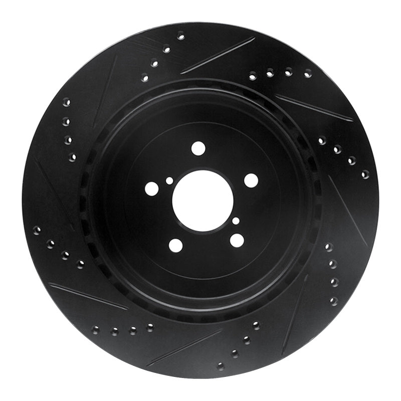 R1 Concepts R1 03-04 Subaru Impreza Rear Right Drilled & Slotted Black Brake Rotor