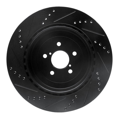 R1 Concepts R1 03-04 Subaru Impreza Rear Right Drilled & Slotted Black Brake Rotor