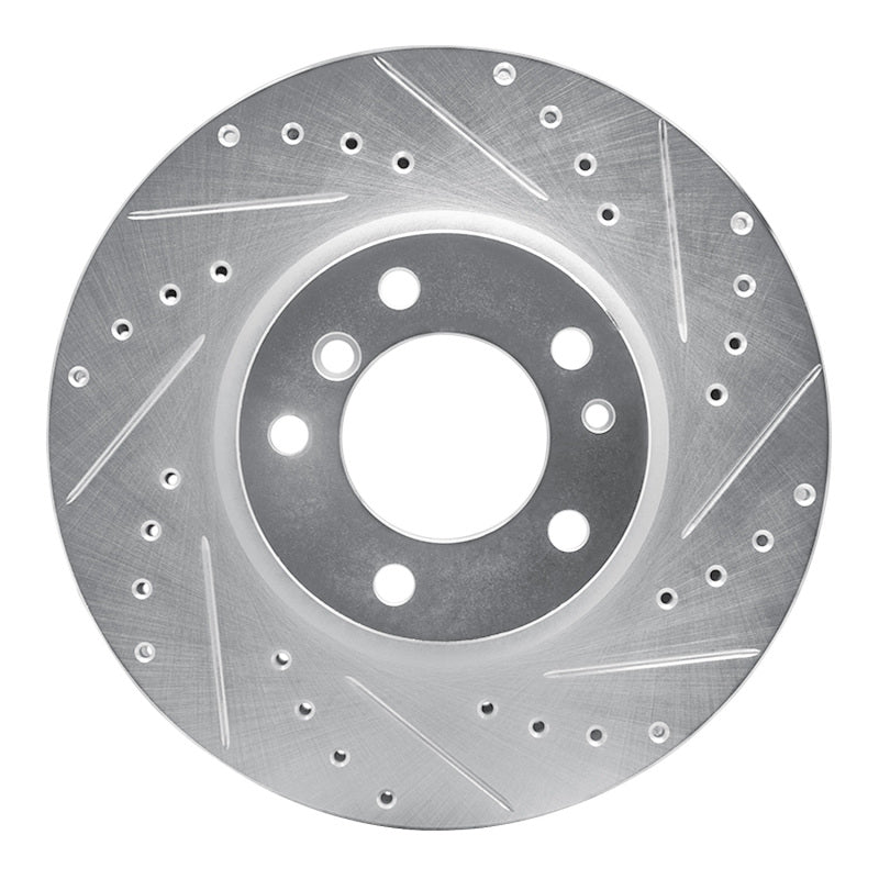 R1 Concepts R1 93-97 BMW 840CI Front Right Drilled & Slotted Silver Brake Rotor