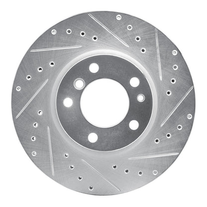 R1 Concepts R1 93-97 BMW 840CI Front Right Drilled & Slotted Silver Brake Rotor