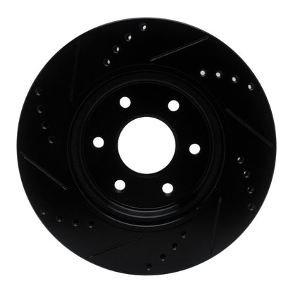 R1 Concepts R1 05-25 Nissan Xterra Front Right Drilled & Slotted Black Brake Rotor