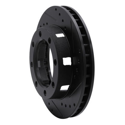 R1 Concepts R1 71-91 Chevrolet P30 Van Front Right Drilled & Slotted Black Brake Rotor