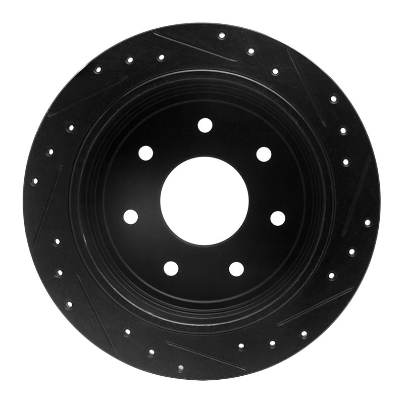 R1 Concepts R1 97-04 Ford F-150 4WD Rear Left Drilled & Slotted Black Brake Rotor