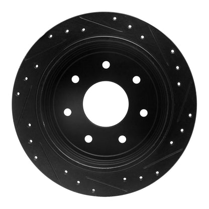 R1 Concepts R1 97-04 Ford F-150 4WD Rear Left Drilled & Slotted Black Brake Rotor