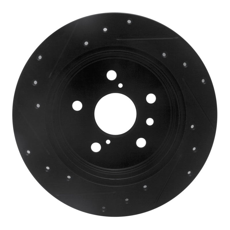 R1 Concepts R1 18-24 Toyota Camry Rear Right Drilled & Slotted Black Brake Rotor