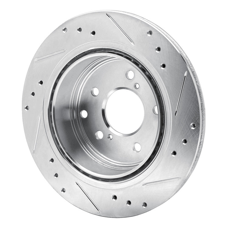 R1 Concepts R1 89-96 Nissan 300ZX Turbo Rear Left Drilled & Slotted Silver Brake Rotor