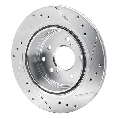 R1 Concepts R1 89-96 Nissan 300ZX Turbo Rear Left Drilled & Slotted Silver Brake Rotor