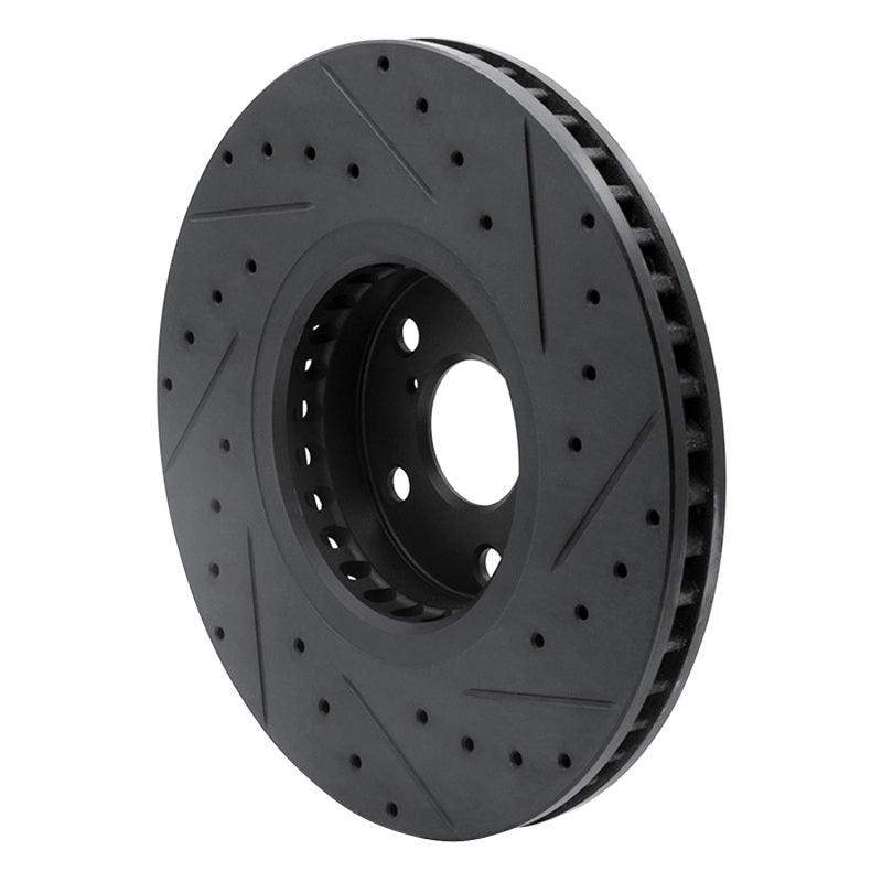R1 Concepts R1 07-11 Lexus GS350 Left Front Drilled & Slotted Black Brake Rotor