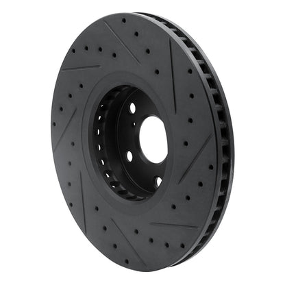 R1 Concepts R1 07-11 Lexus GS350 Left Front Drilled & Slotted Black Brake Rotor