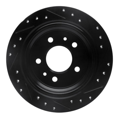 R1 Concepts R1 82-89 BMW 633CSI Rear Left Drilled & Slotted Black Brake Rotor