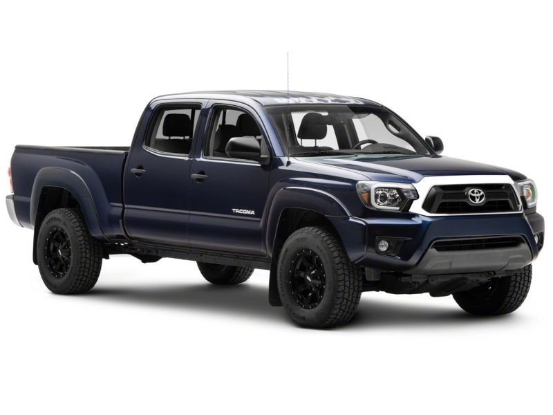 Raxiom 12-15 Toyota Tacoma Axial Series Projector Headlights w/ LED Bar- Black Housing (Clear Lens)