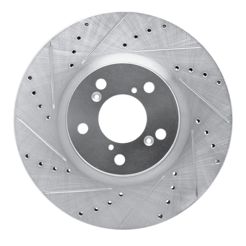 R1 Concepts R1 07-20 Acura MDX Front Left Drilled & Slotted Silver Brake Rotor