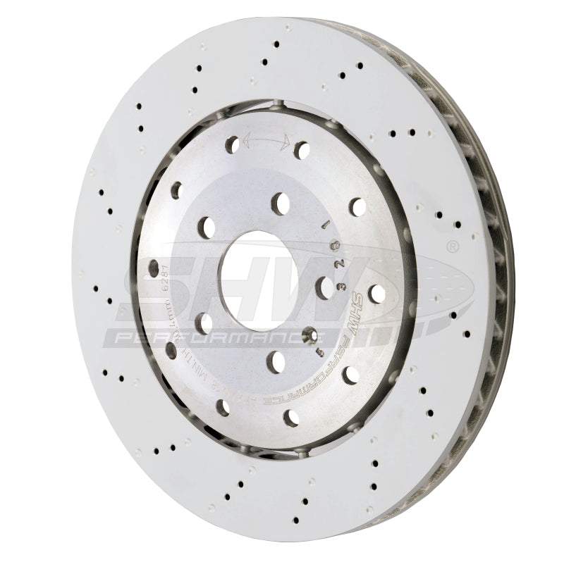 SHW Performance SHW 08-12 Audi R8 4.2L (Excl Ceramic Brakes) Rear Drill-Dimp Lightweight Brake Rotor (420615601F)