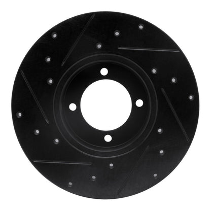 R1 Concepts R1 80-83 Nissan 200SX Front Right Drilled & Slotted Black Brake Rotor