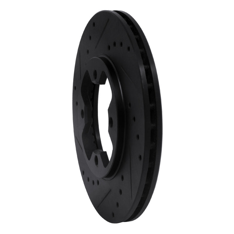 R1 Concepts R1 79-83 Nissan 280ZX Front Left Drilled & Slotted Black Brake Rotor