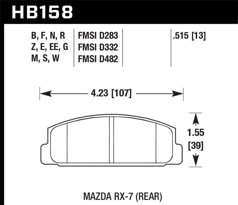 Hawk Performance Hawk 03-05 Mazda 6 / 84-95 Mazda RX-7 DTC-30 Race Rear Brake Pads