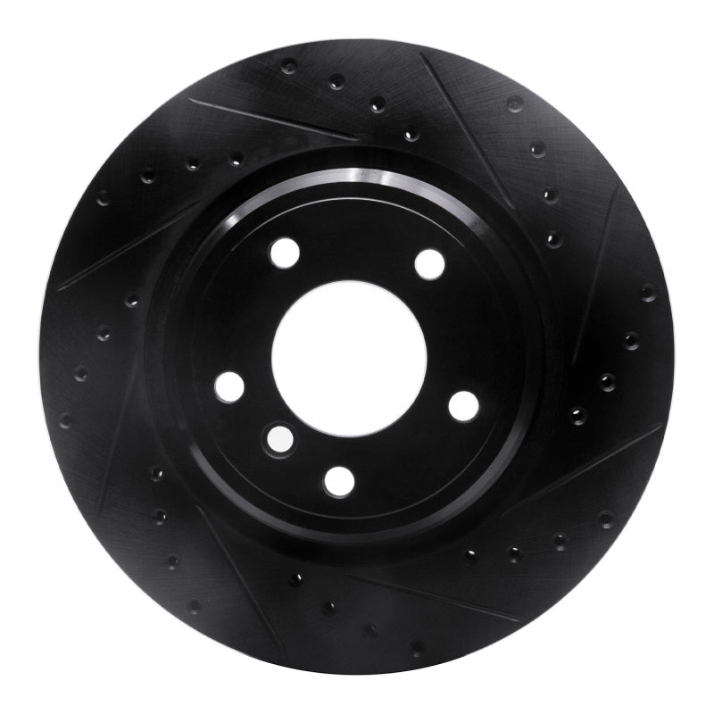 R1 Concepts R1 95-03 BMW 750IL Rear Right Drilled & Slotted Black Brake Rotor