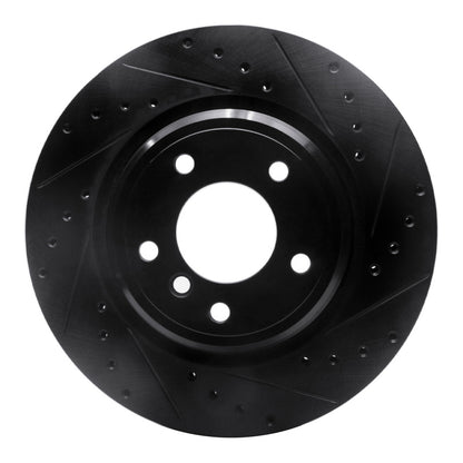 R1 Concepts R1 95-03 BMW 750IL Rear Right Drilled & Slotted Black Brake Rotor