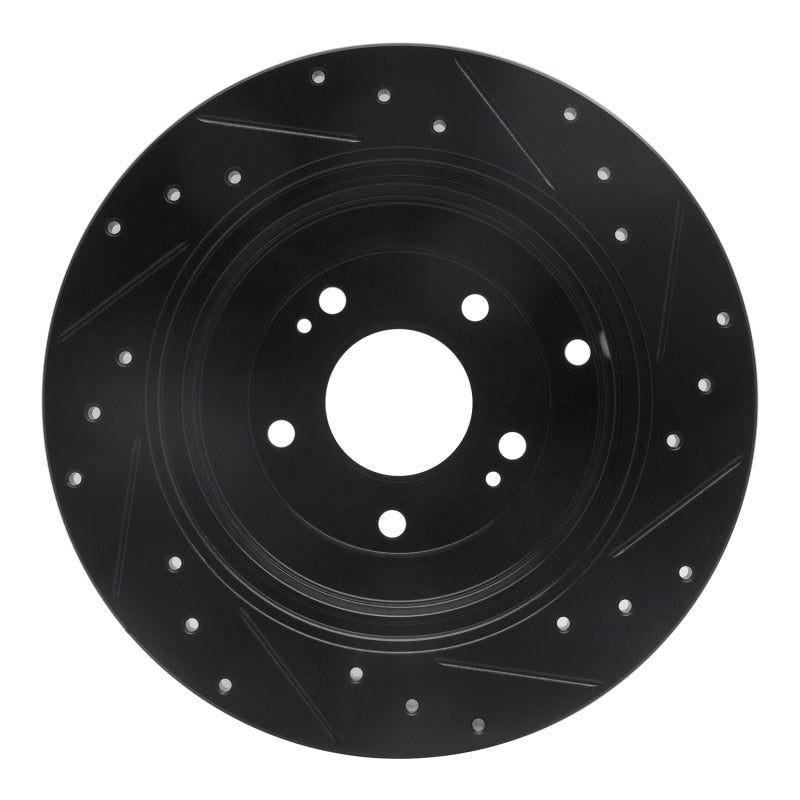 R1 Concepts R1 10-16 Hyundai Genesis Coupe Rear Left Drilled & Slotted Black Brake Rotor