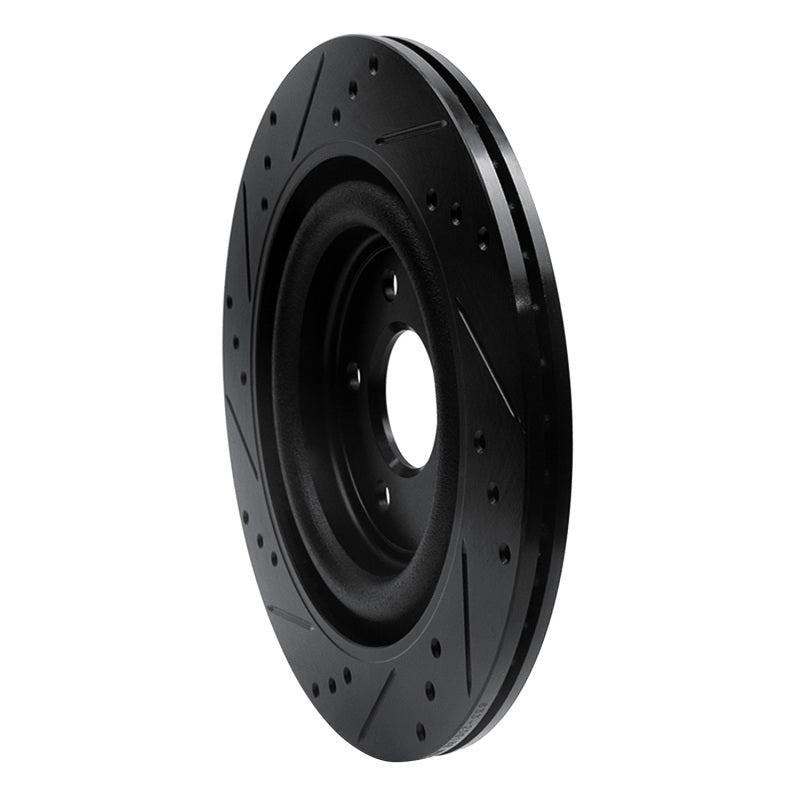 R1 Concepts R1 06-15 Jaguar Super V8 Rear Right Drilled & Slotted Black Brake Rotor