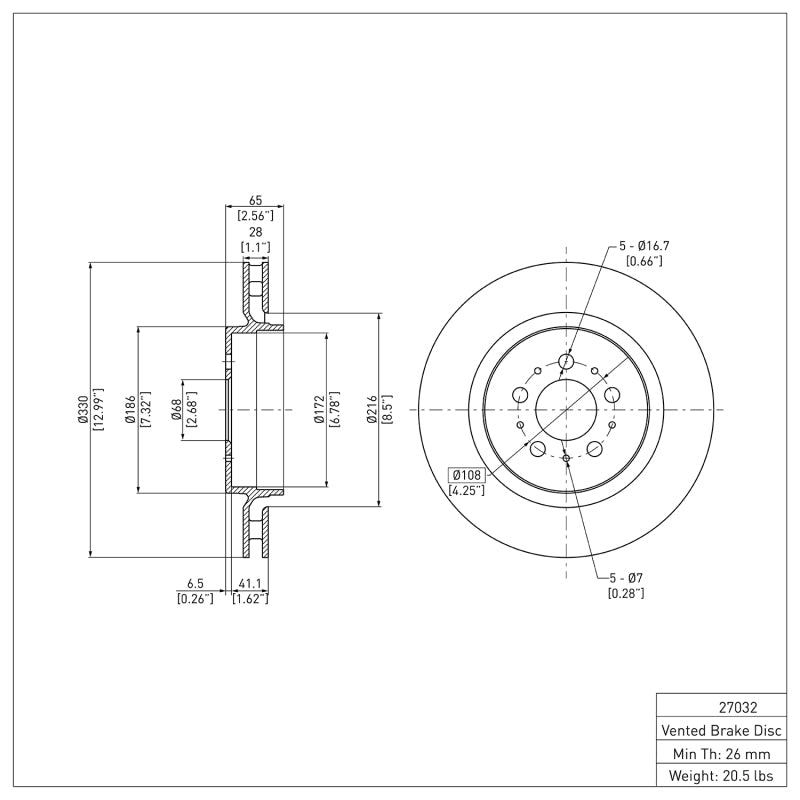 DFC 04-07 Volvo S60/V70 Rear Brake Rotor