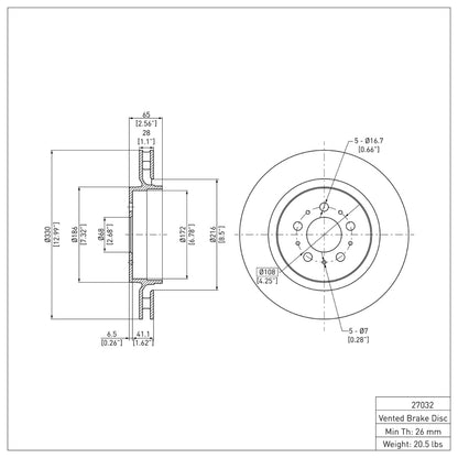 DFC 04-07 Volvo S60/V70 Rear Brake Rotor
