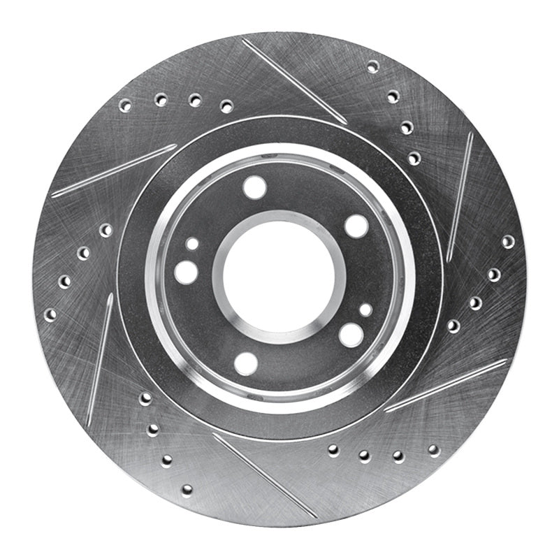 R1 Concepts R1 09-15 Mitsubishi Lancer Front Left Drilled & Slotted Silver Brake Rotor