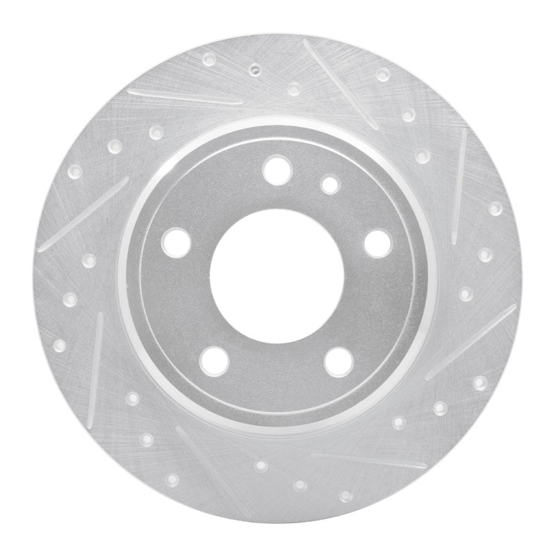R1 Concepts R1 87-92 BMW 735IL Rear Right Drilled & Slotted Silver Brake Rotor