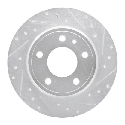 R1 Concepts R1 87-92 BMW 735IL Rear Right Drilled & Slotted Silver Brake Rotor