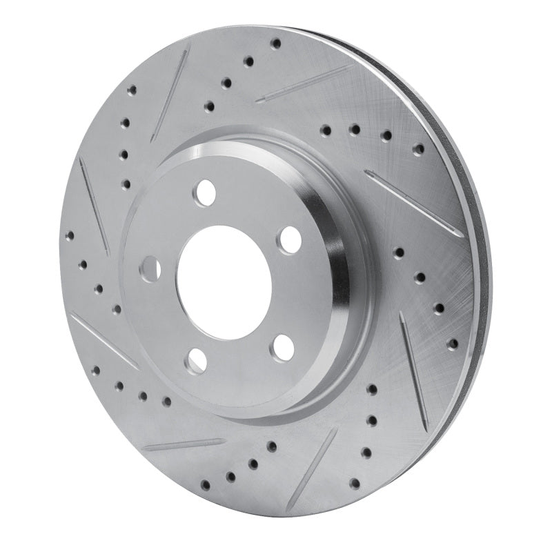 R1 Concepts R1 09-23 Dodge Challenger Front Left Drilled & Slotted Silver Brake Rotor