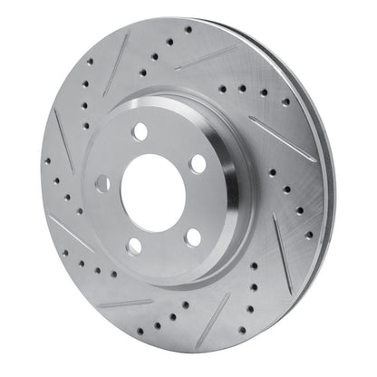 R1 Concepts R1 09-23 Dodge Challenger Front Left Drilled & Slotted Silver Brake Rotor