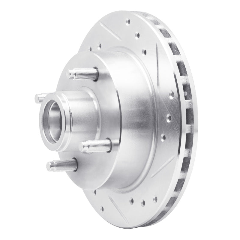 R1 Concepts R1 79-81 Ford Mustang Front Right Drilled & Slotted Silver Brake Rotor