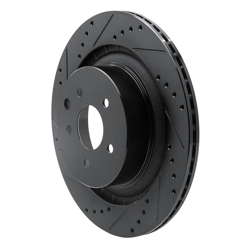R1 Concepts R1 08-25 Infiniti Q60 Rear Left Drilled & Slotted Black Brake Rotor