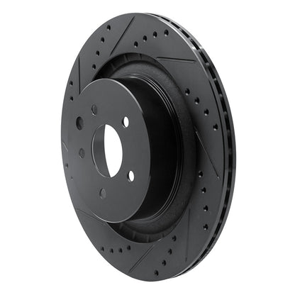 R1 Concepts R1 08-25 Infiniti Q60 Rear Left Drilled & Slotted Black Brake Rotor