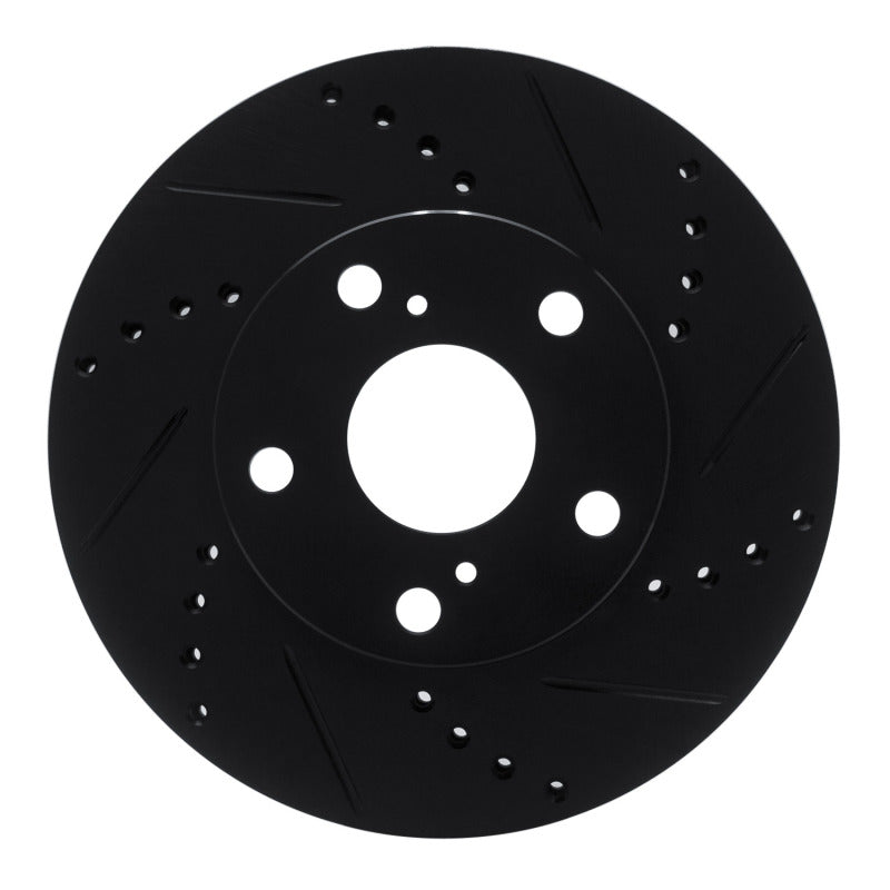 R1 Concepts R1 05-15 Toyota Tacoma Front Right Drilled & Slotted Black Brake Rotor