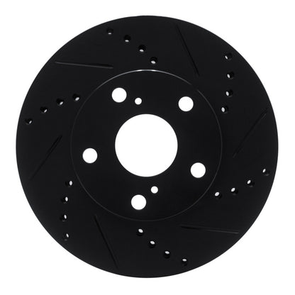 R1 Concepts R1 05-15 Toyota Tacoma Front Right Drilled & Slotted Black Brake Rotor