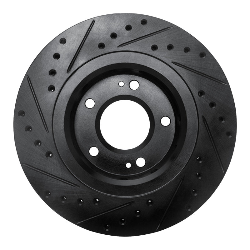 R1 Concepts R1 05-22 Mitsubishi Outlander PHEV Front Right Drilled & Slotted Black Brake Rotor