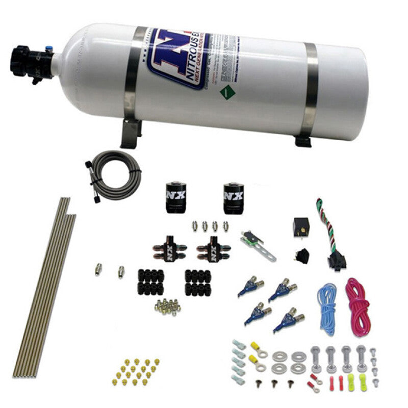 Nitrous Express 4 Cyl Gas Nitrous Kit (100-250HP) w/15lb Bottle