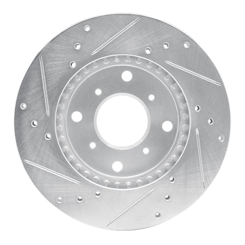 R1 Concepts R1 92-96 Honda Prelude Front Right Drilled & Slotted Silver Brake Rotor