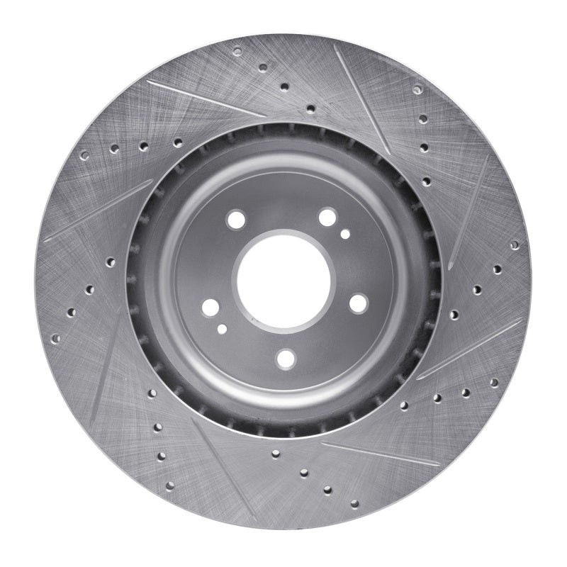 R1 Concepts R1 18-22 Genesis G70 Front Left Drilled & Slotted Silver Brake Rotor