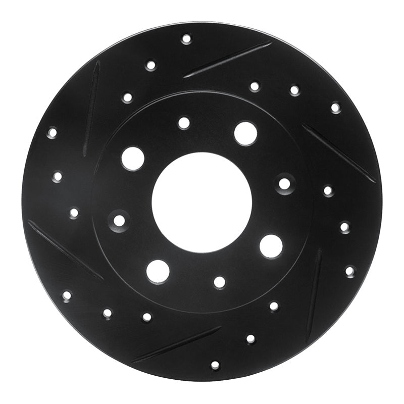 R1 Concepts R1 79-83 Honda Civic Hatchback Front Left Drilled & Slotted Black Brake Rotor
