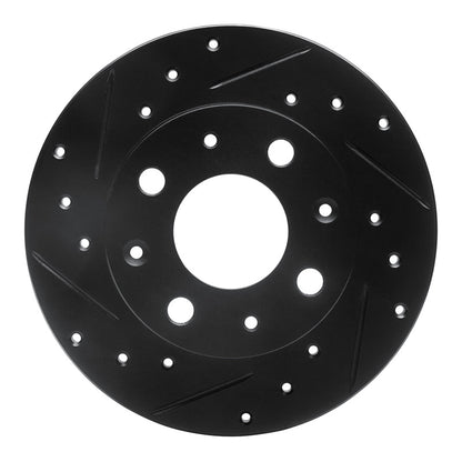 R1 Concepts R1 79-83 Honda Civic Hatchback Front Left Drilled & Slotted Black Brake Rotor