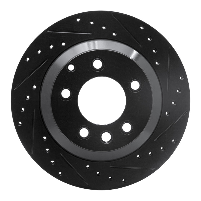 R1 Concepts R1 03-18 Audi Q7 Rear Right Drilled & Slotted Black Brake Rotor