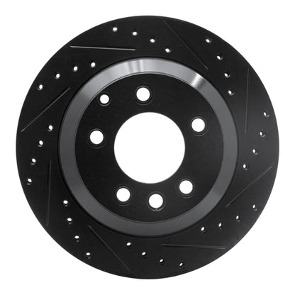 R1 Concepts R1 03-18 Audi Q7 Rear Right Drilled & Slotted Black Brake Rotor