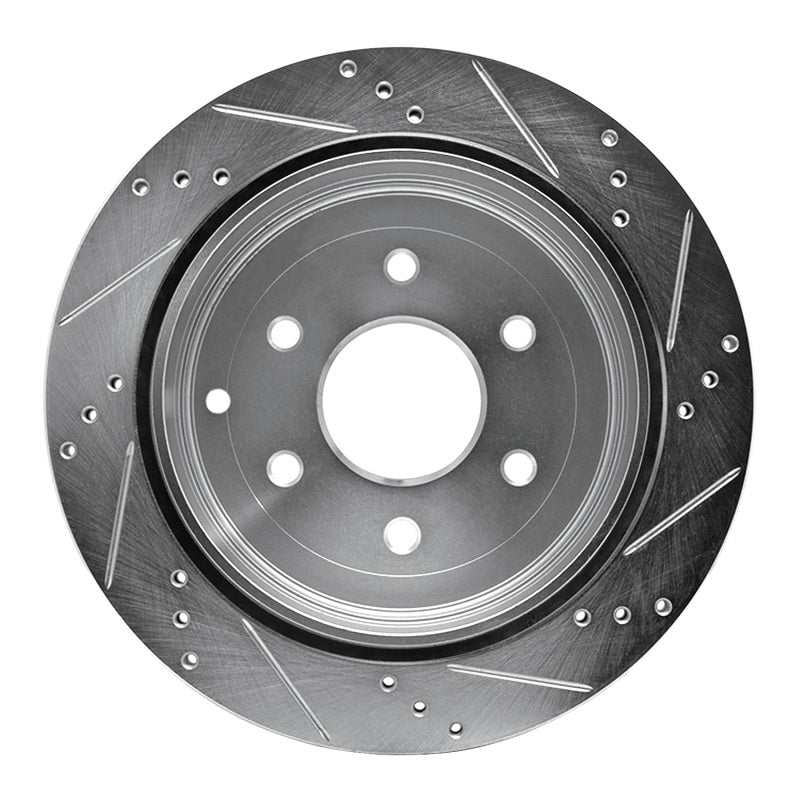 R1 Concepts R1 10-24 Infiniti QX56 Rear Left Drilled & Slotted Silver Brake Rotor