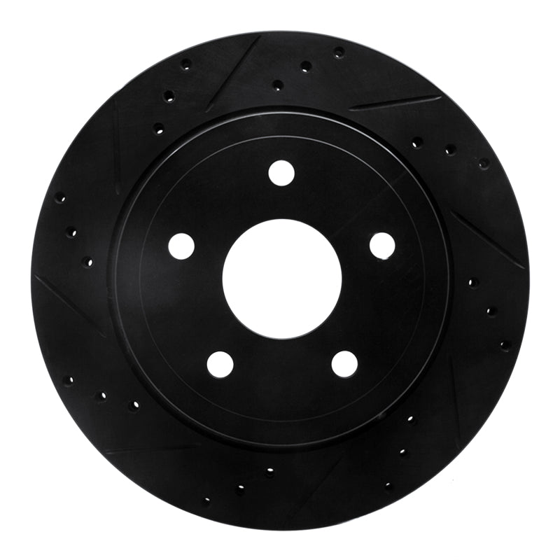 R1 Concepts R1 04-06 Dodge Ram 1500 Pickup Rear Left Drilled & Slotted Black Brake Rotor