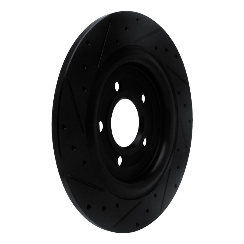 R1 Concepts R1 20-25 Ford Mustang Rear Left Drilled & Slotted Black Brake Rotor
